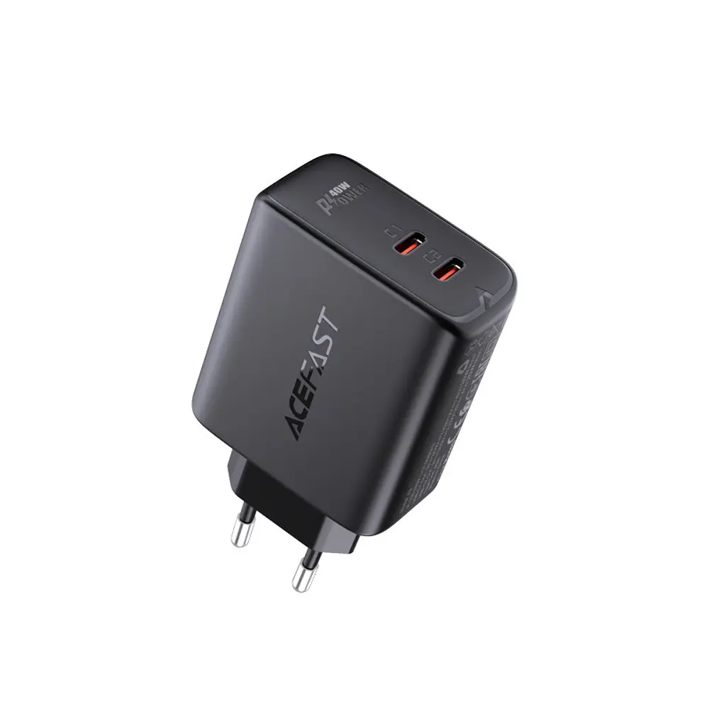 Зарядний пристрій Acefast A9 2 Type-C QC PD 40W чорний - фото 3