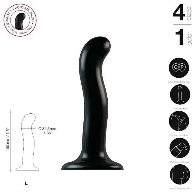 Фалоімітатор Strap-On-Me Dildo Plug PG L 18 см чорний - фото 3