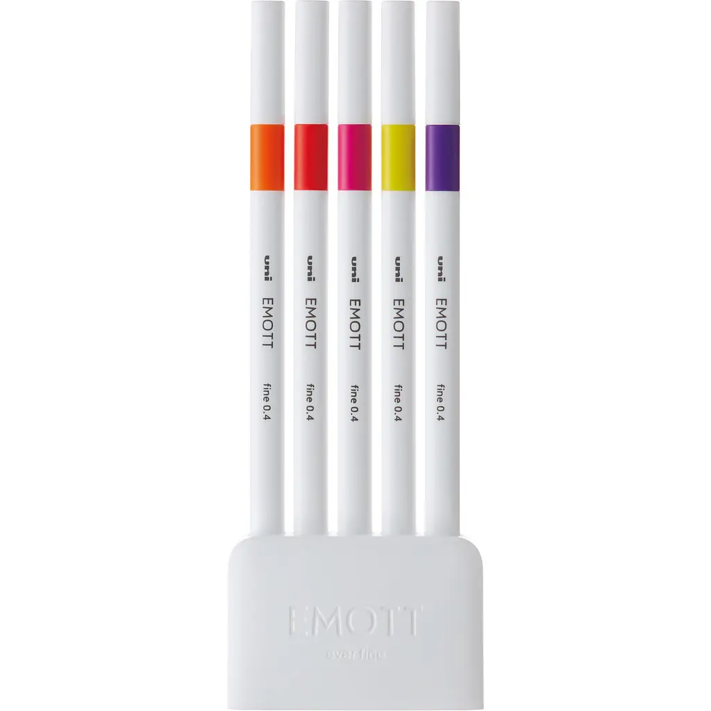 Набор лайнеров Uni Emott Fine Line Passion Color 0.4 мм 5 цветов (PEM-SY/5C.02PC) - фото 2