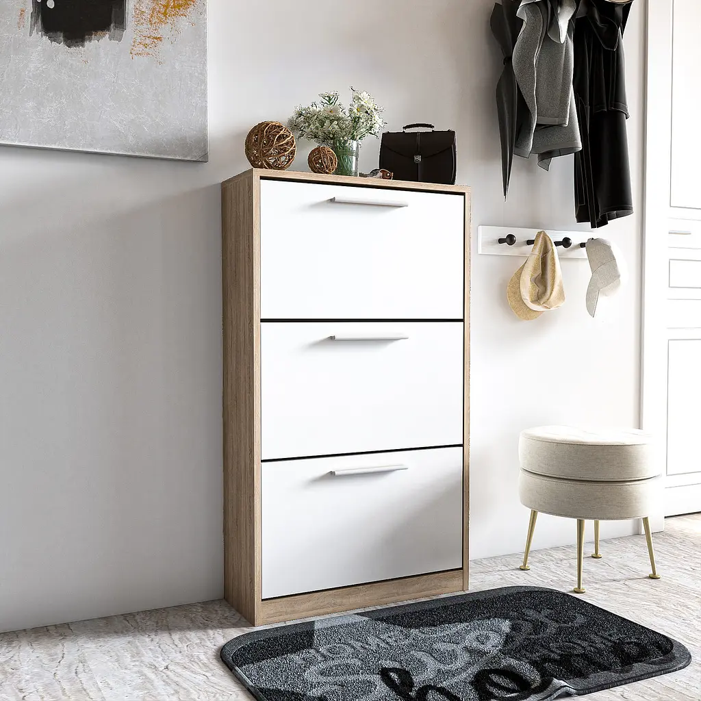 Полиця для взуття Flamecame підлогова на 3 шухляди з ДСП з ручками в стилі лофт II FST-21 - фото 5