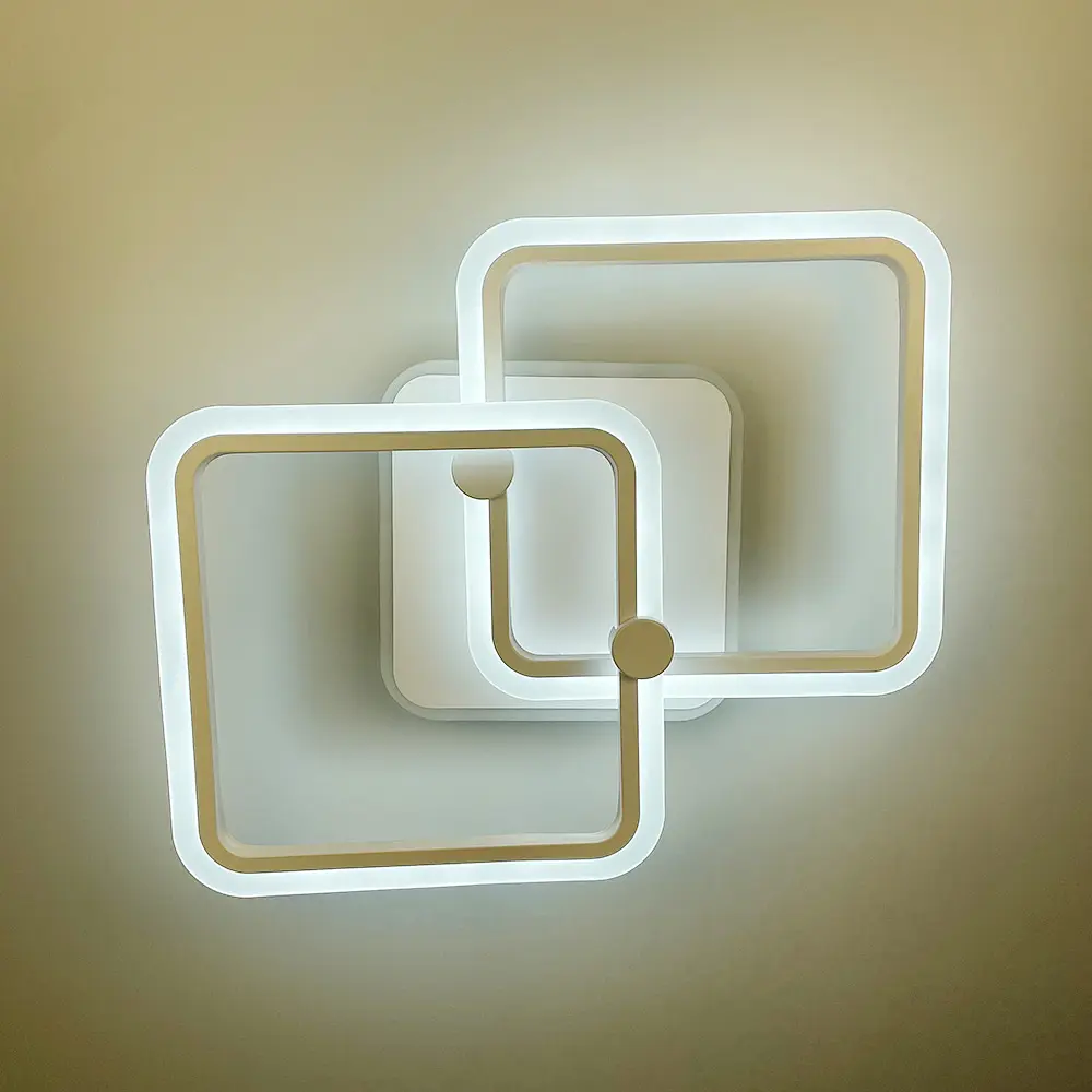 Потолковая минималистичная LED люстра в белом металлическом корпусе 50х43 см | Line F | Ст. 2503/2 WT - фото 4