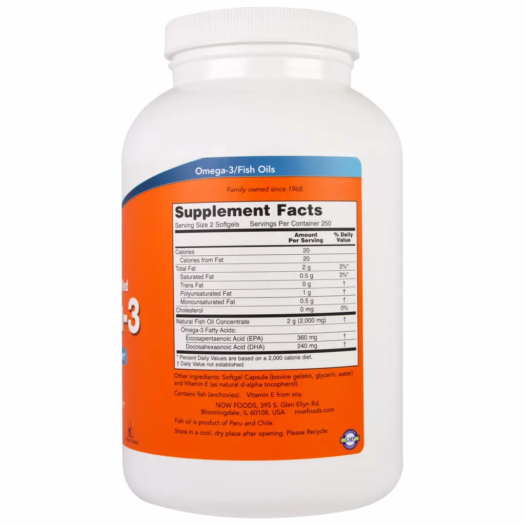 Жирные кислоты Now Foods Омега-3 1000мг, 500 желатиновых капсул (NOW-01653) - фото 2