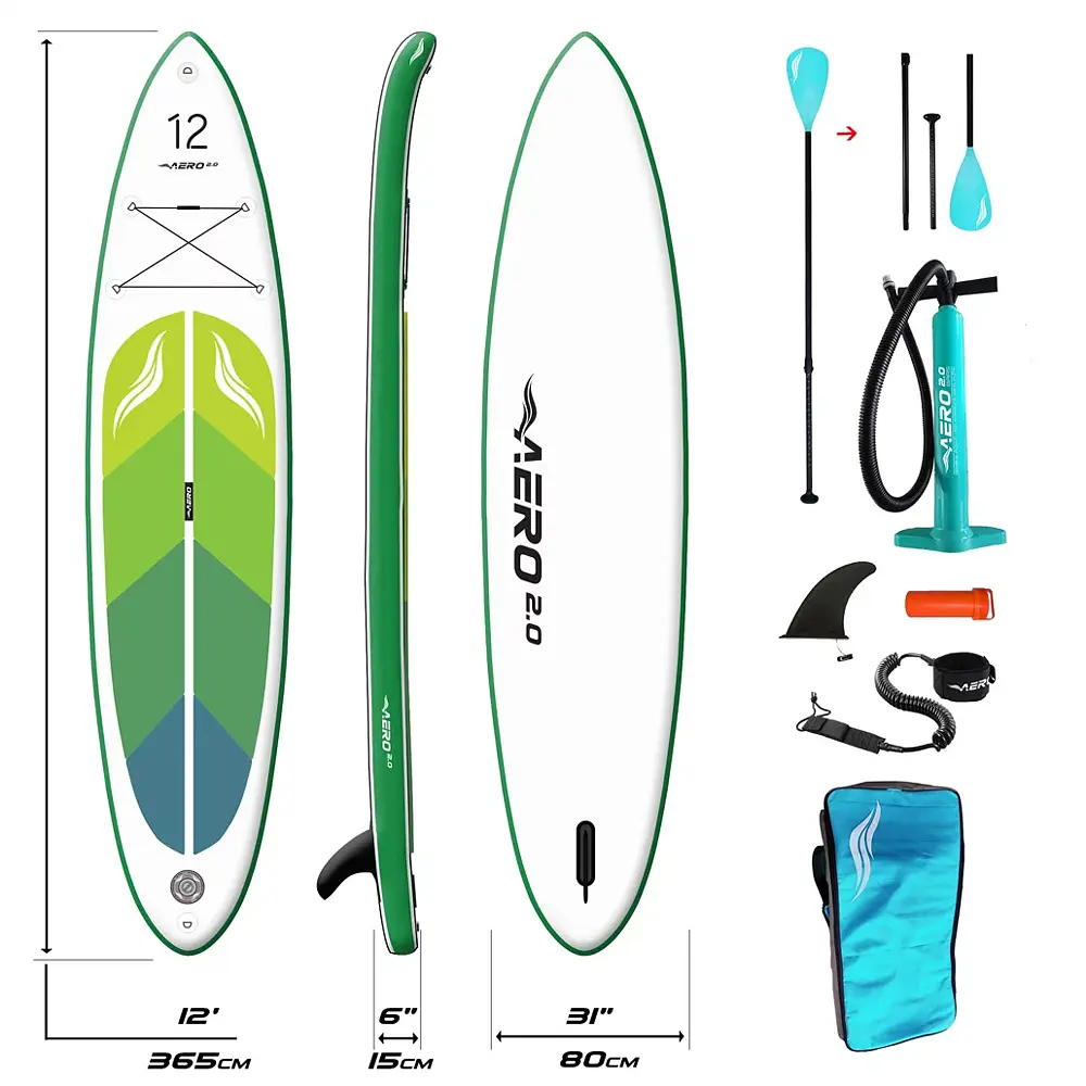 Надувна SUP дошка AERO Board 2.0 (365х15х80см) 12' Green Leaf - фото 3