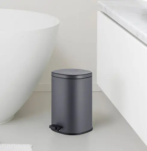 Відро для сміття Mixxus Premium Olivary-TC0105 Graphite з плавним закриттям овальне 5 л графіт (MI7063)  - фото 3