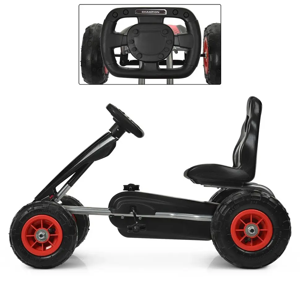 Карт педальний Bambi kart M 4036-2 надувні колеса Чорний - фото 3