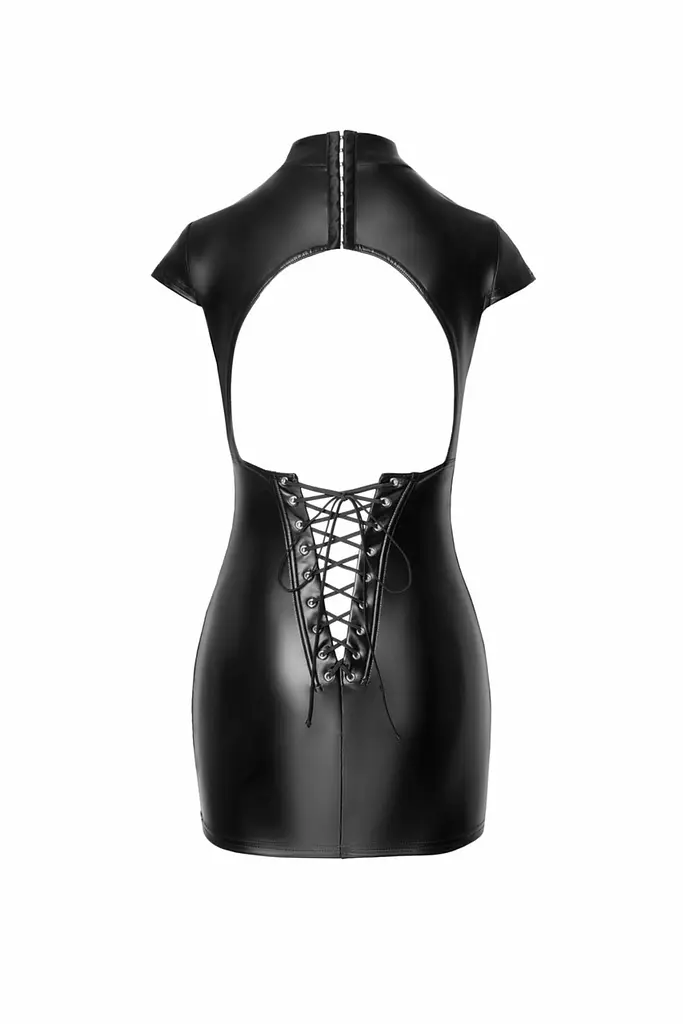 Сукня Noir Handmade F309 Fantasy, L, black, міні, під латекс, короткий рукав, шнурівка ззаду - фото 5