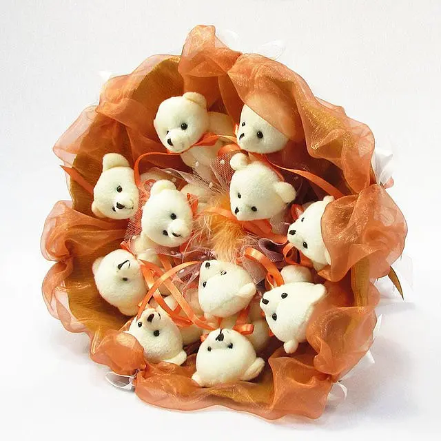 Букет из мягких игрушек 11 мишек 5283IT терракотовый. - фото 4