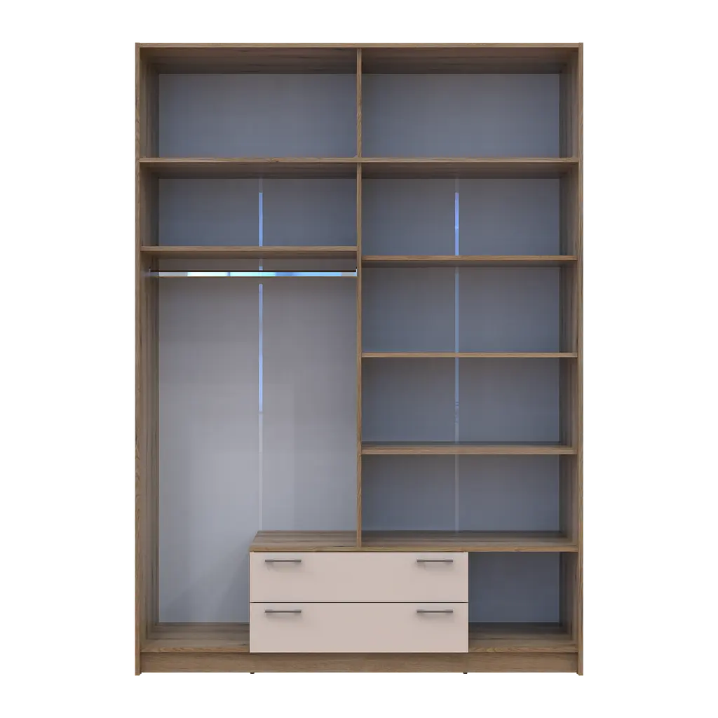 Шафа для одягу Doros Ронді з антресоллю і дзеркалом Дуб Артизан/Кашемір 4ДСП 160х52х236 (80737831) - фото 5