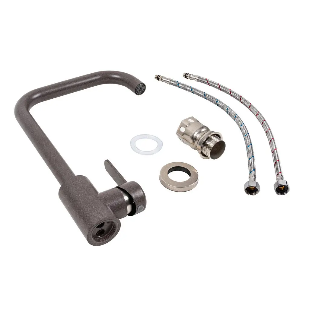 Змішувач кухонний Platinum KT 11 (3008B-FH) поворотний одноважільний з нержавіючої сталі гренадін - фото 2