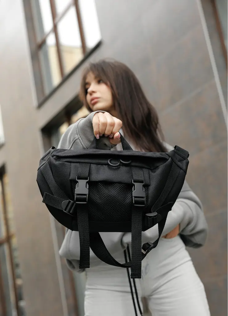 Женская сумка бананка Sambag Dynamicdart черная 38 × 21 × 7 см (80411065) - фото 6