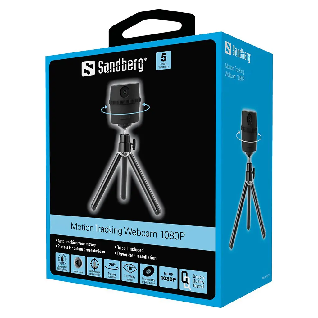 Веб-камера Sandberg Motion Tracking Webcam 1080P + Tripod Black (134-27) - фото 4