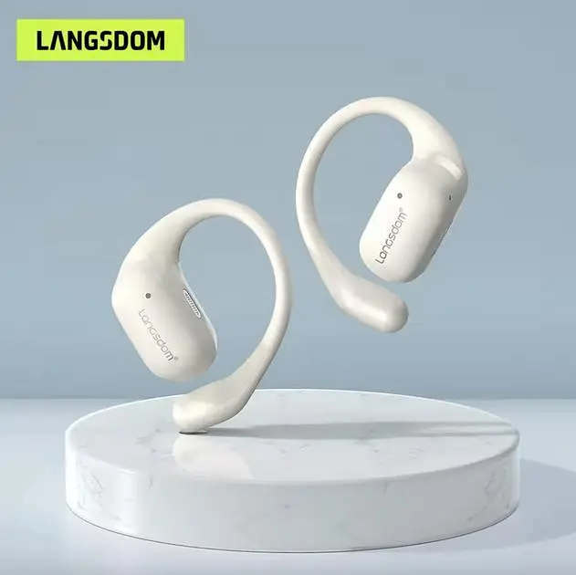 Бездротові спортивні Bluetooth навушники Langsdom TS17 Open-Ear з спрямованим звуком і мікрофоном Бежевий - фото 2