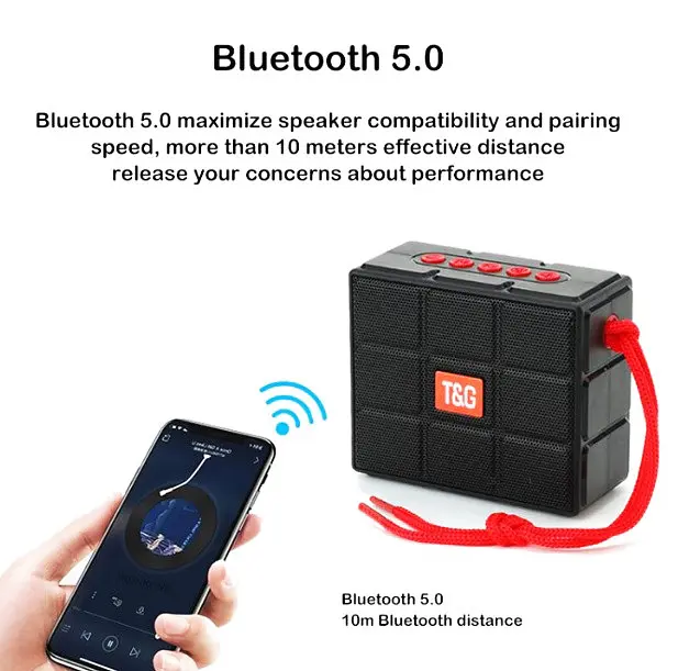 Портативная беспроводная Bluetooth колонка T&G TG-311 с мощным звучанием LED-подсветкой и ремешком для переноски Зеленый - фото 3