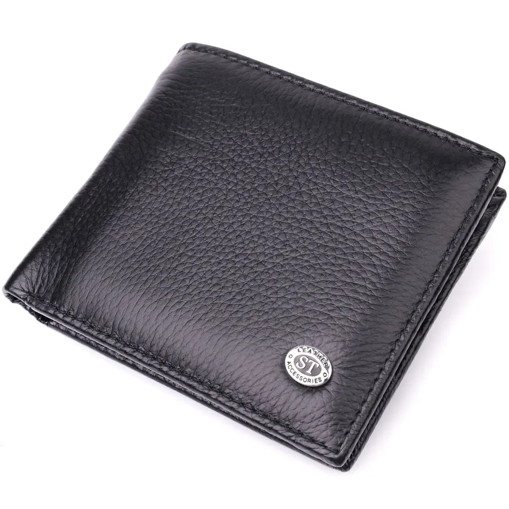 Чоловіче шкіряне портмоне із затискачем ST Leather 22485 чорний - фото 4