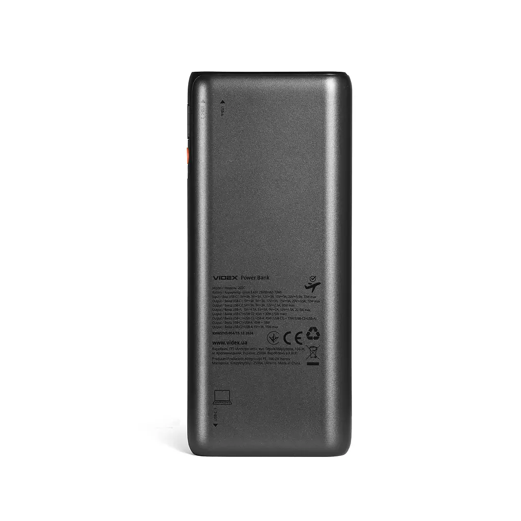 Павербанк 20000mAh VIDEX VPB-202C 75W Black VIDEX (28501-000) - фото 3