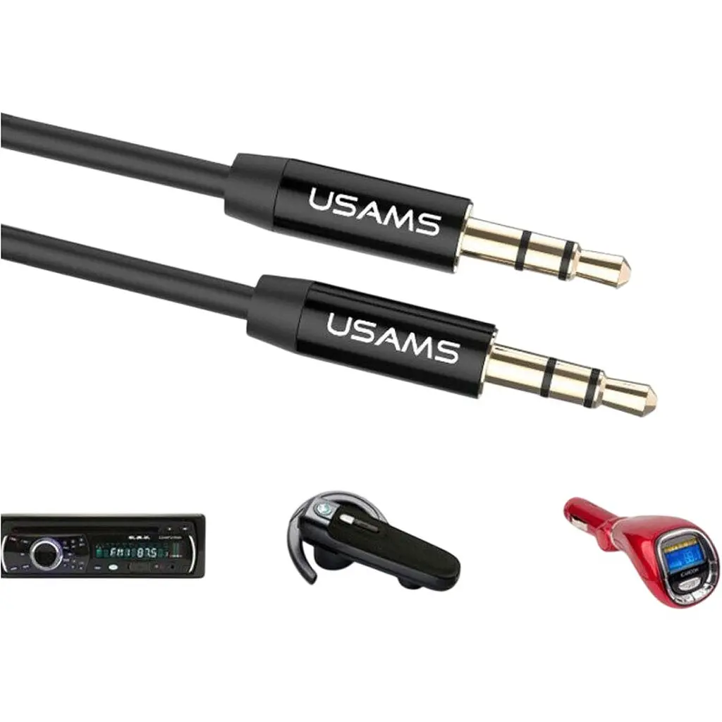 Кабель Usams YP-01 3.5 mm to 3.5 mm 1m Black [53007] - фото 5