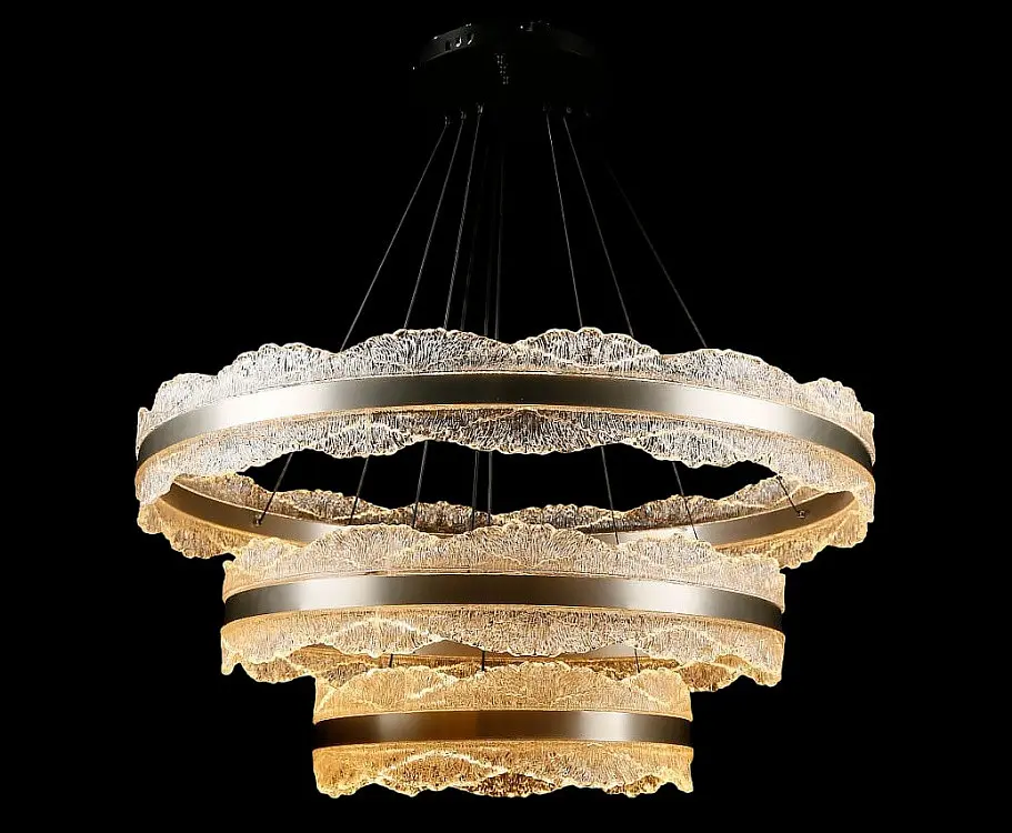 Люстра стельова LED Splendid Ray L83058/800+600+400/3, діаметр 80 см, чорний та сірий, сучасний стиль для дому - фото 3