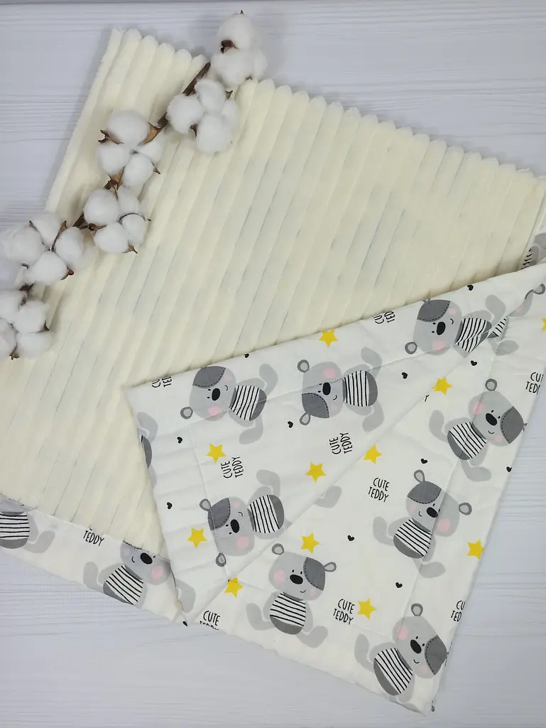 Плед дитячий плюшовий 97х97 a.l.babybox Ведмедики у зірках Молочний - фото 3