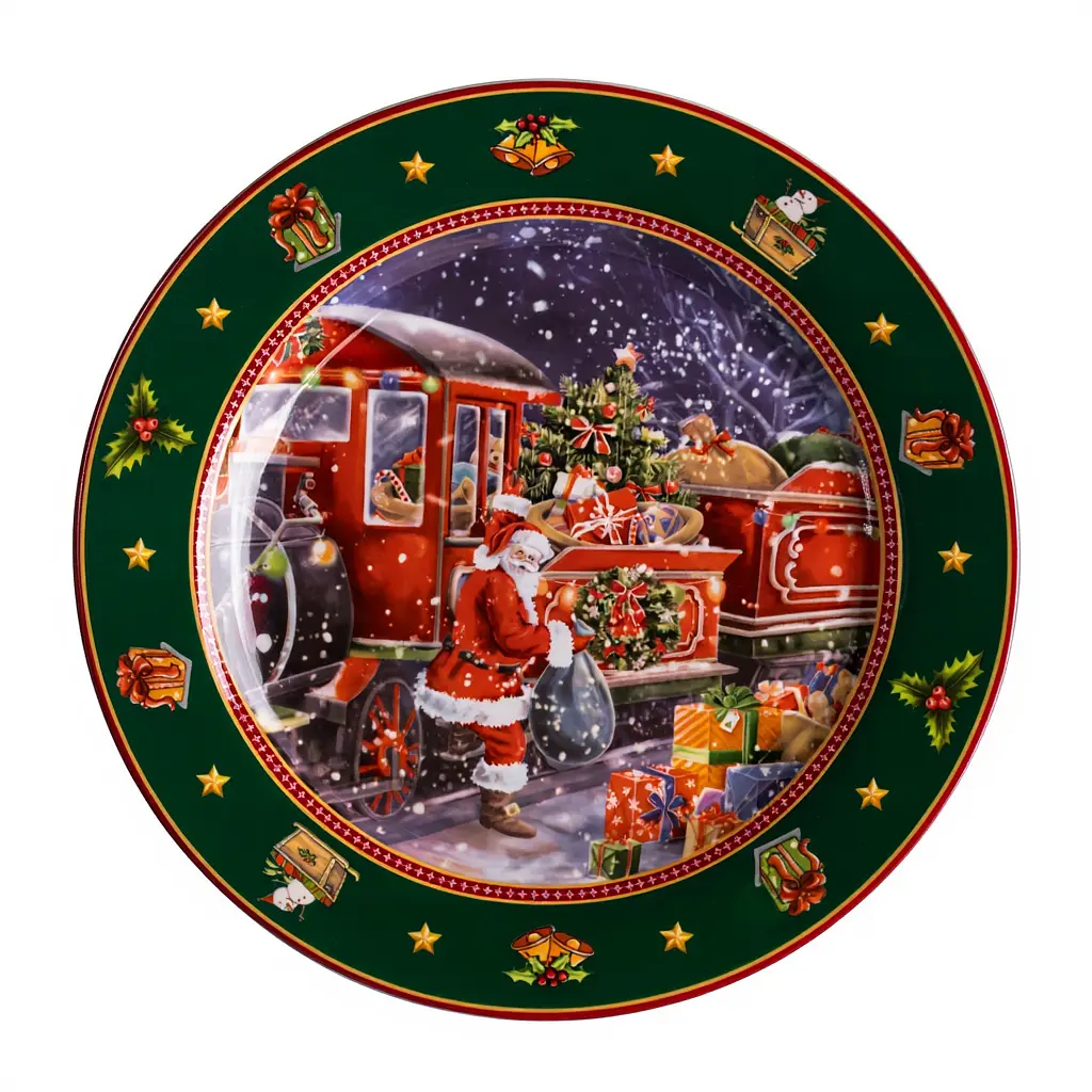 Набор новогодних тарелок с фарфором Santa 6 шт 26.5 см Yiwu HP-SDHK-6 - фото 4