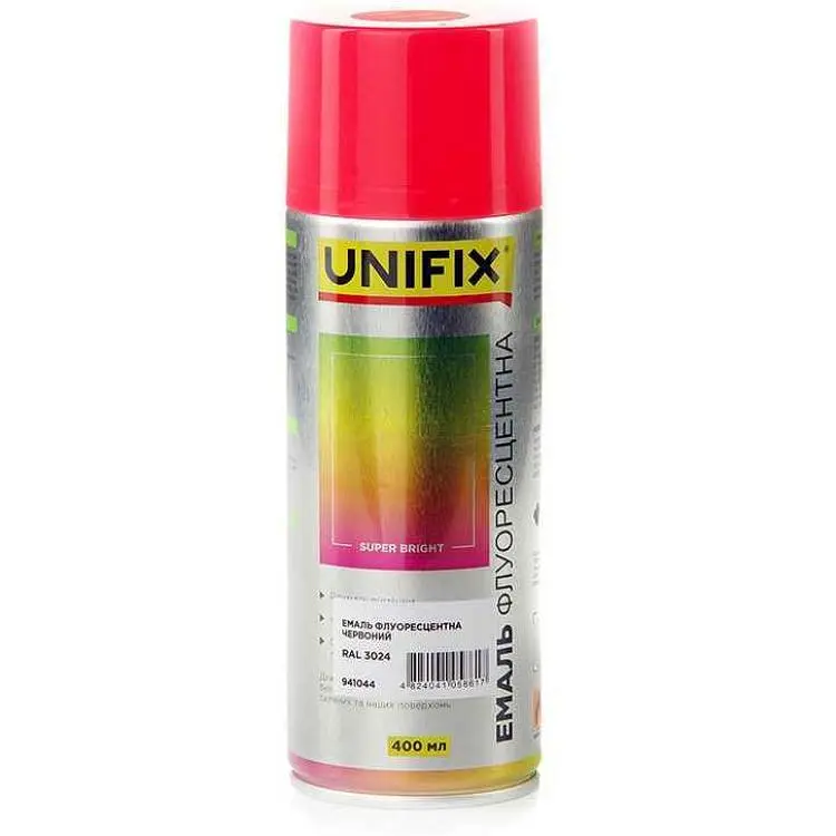 Фарба аерозольна UNIFIX 400мл червоний акрилова флуоресцентна RAL 3024