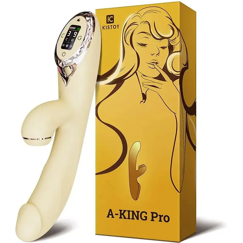 Вакуумний вібратор-кролик з підігрівом KisToy A-King Pro Yellow - фото 4
