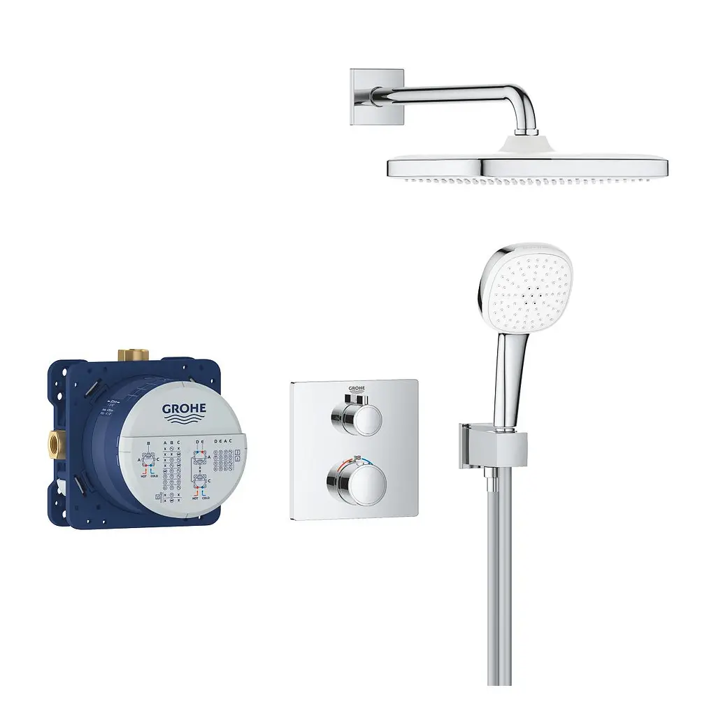 Душова система прихованого монтажу Grohe Grohtherm із Tempesta 250 Cube 34871000, Хром - фото 2