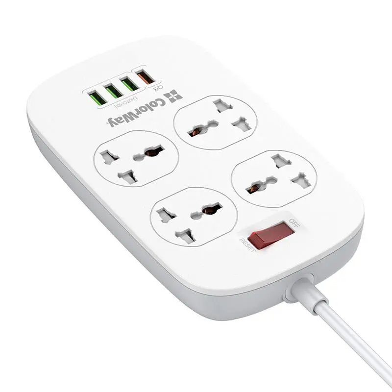 Фільтр живлення ColorWay CW-CHU44QW 4 розетки, 4 USB (1QC3.0+3 AUTO ID), 1.8 м, білий - фото 3