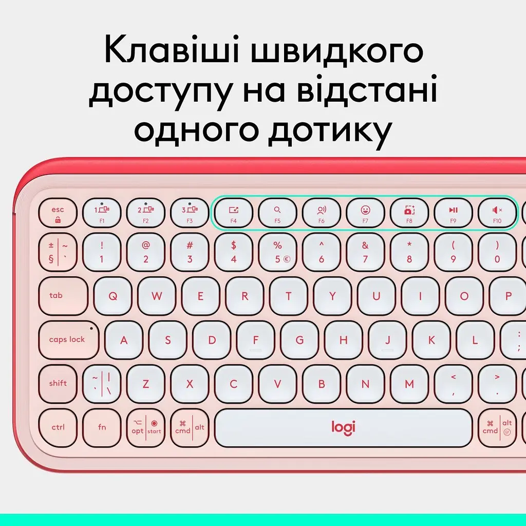 Клавіатура Logitech POP Icon Keys Bluetooth UA Rose (920-013073) [120870] - фото 12