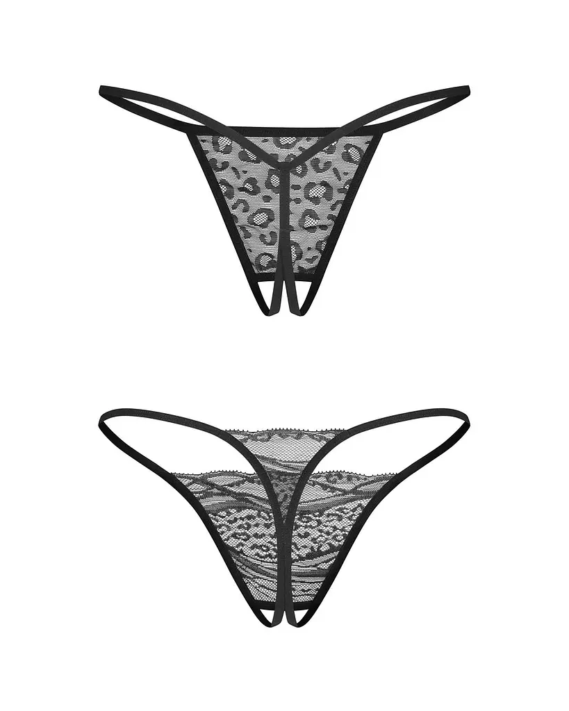 Комплект із 2 стрингів Obsessive Bianca, 2XL/3XL (чорний) - фото 2