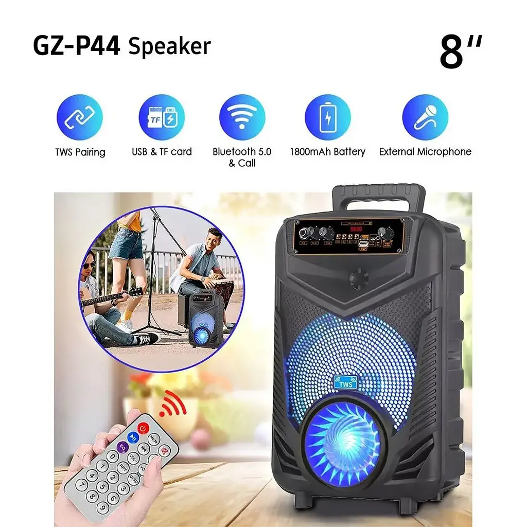 Портативна Bluetooth-колонка NDR-P44 8 дюймів (Black) - фото 7