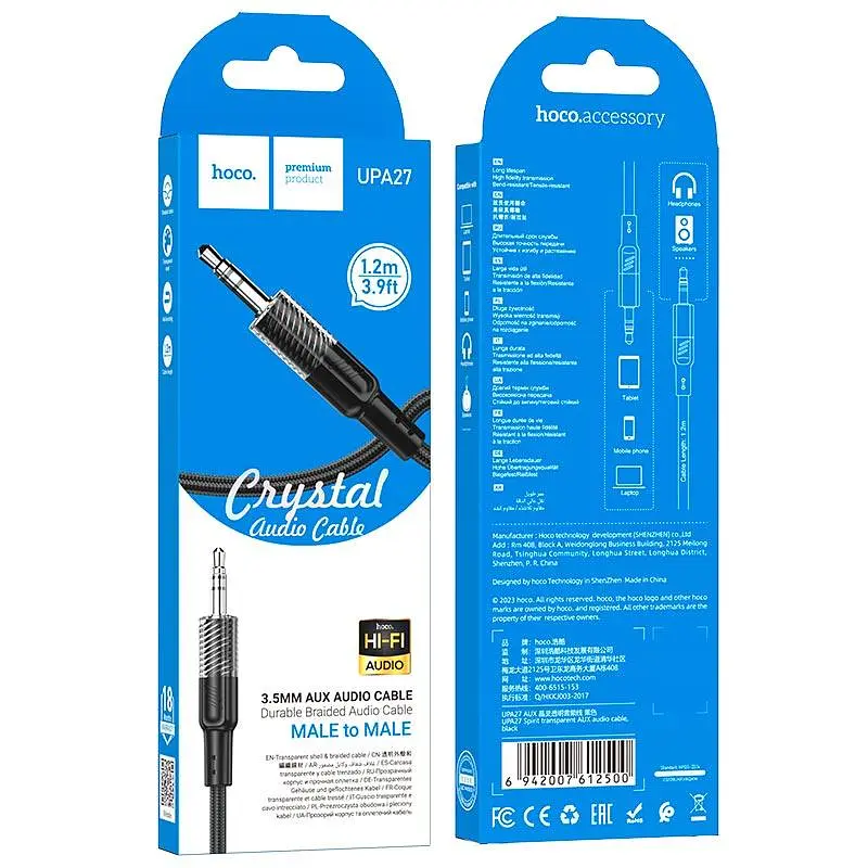 Кабель Hoco Spirit transparent AUX audio cable UPA27 1.2 м - фото 2