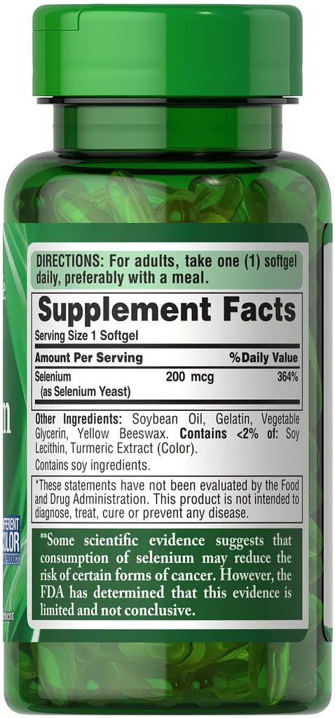 Селен Puritan's Pride Absorbable Selenium 200 mcg 200 капсул - фото 2