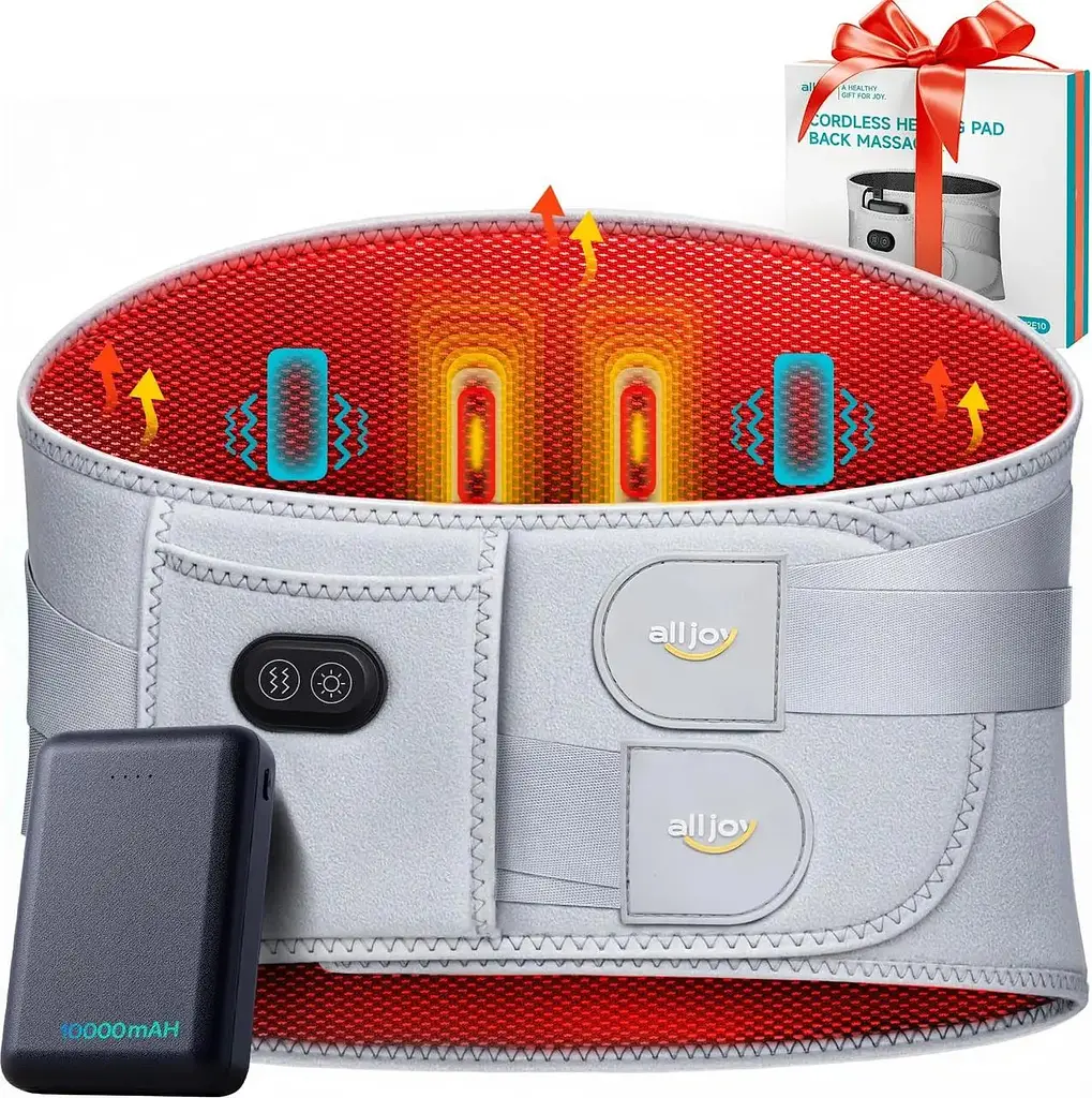 Масажний пояс ALLJOY AJHV2E10 з підігрівом вібрацією та акумулятором 10000 mAh сірий (SKU-104)