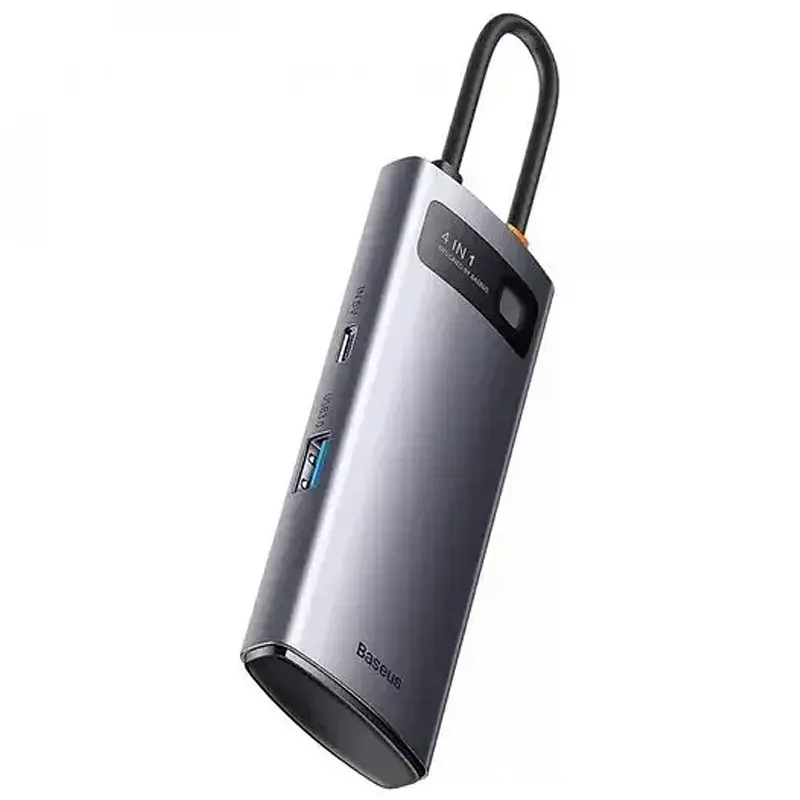 Перехідник HUB Baseus Metal Gleam Series 4-in-1 4xUSB3.0 (WKWG070013) Gray - фото 3