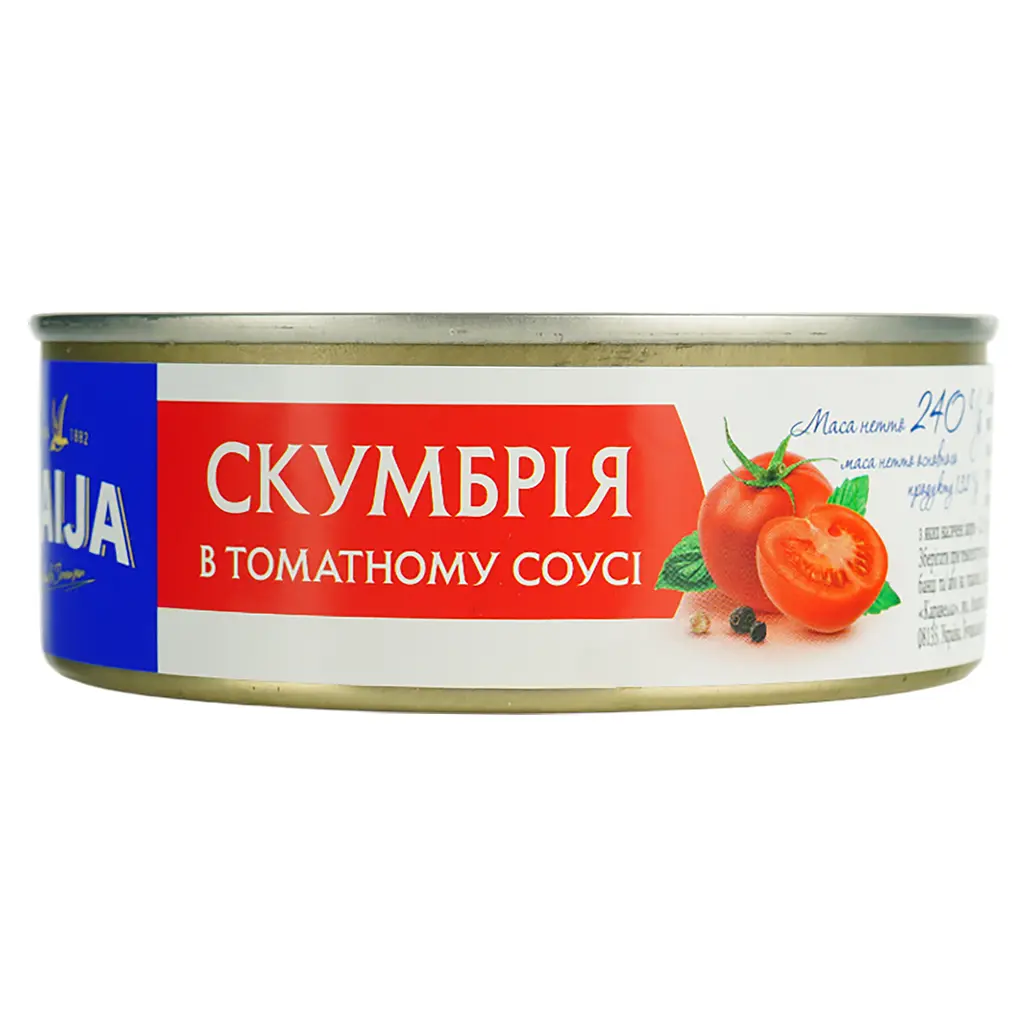 Скумбрия Kaija в томатном соусе ключ 240 г - фото 1