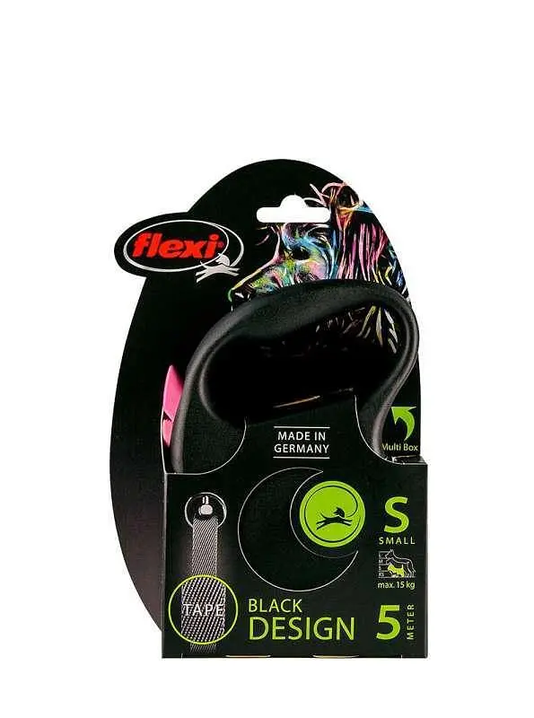 Поводок-рулетка Flexi Black Design S для собак мелких и средних пород лента 5 м до 15 кг - фото 2