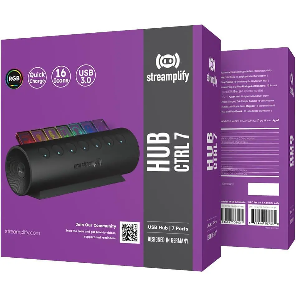 USB-Хаб Streamplify HUB CTRL 7-RGB-EU-F, чорний - фото 13