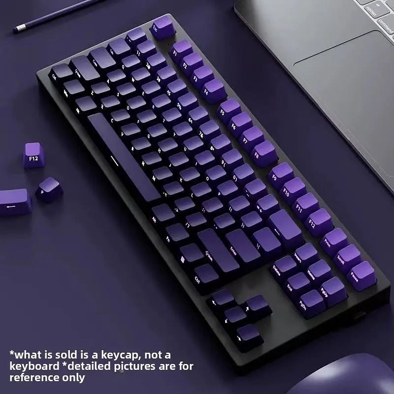 Набір кейкапів PBT Purple Gradient (130+) / Side-engraved / фіолетовий OEM-комплект для ANSI / ISO клавіатур - фото 5