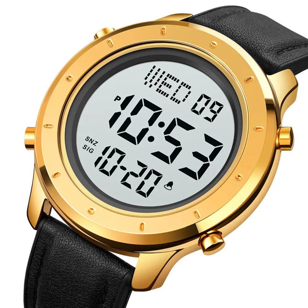 Наручний годинник чоловічий 1864LGDWT Gold-White Leather Skmei acs0030522 - фото 2