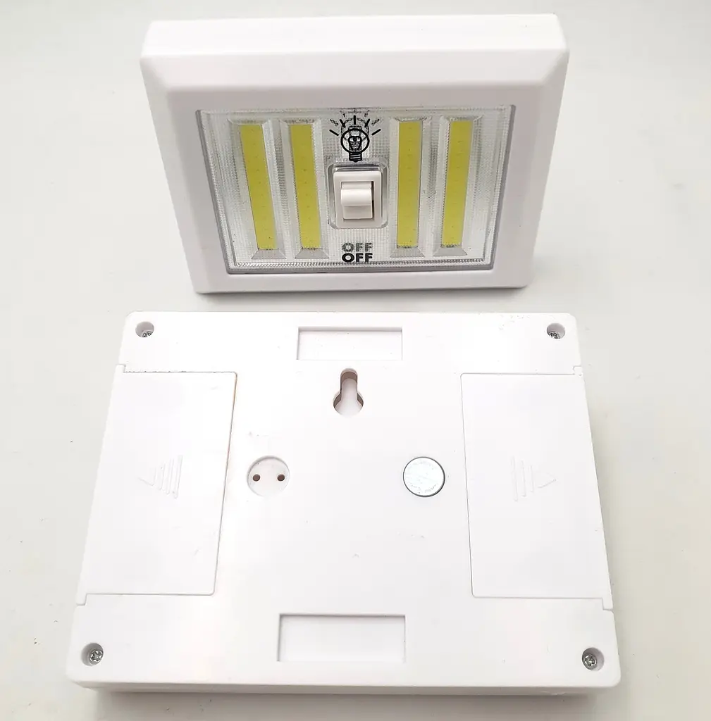 Світлодіодний LED 4COB світильник нічник вимикач на батарейках 4хAAA 5W 4COB магніт липучки 12х9,5см UKC 2шт - фото 2