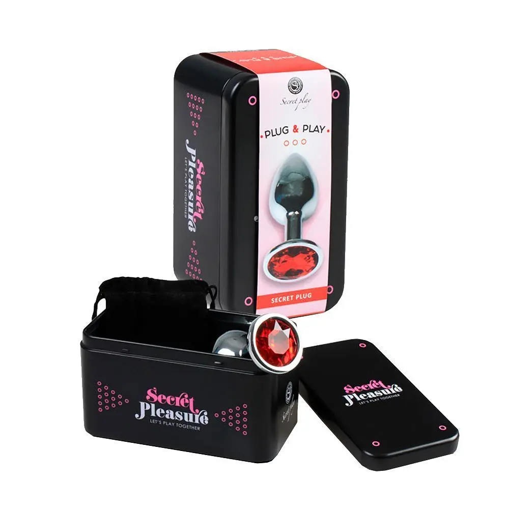 Анальна пробка Secret Play Metal Butt Plug Red M, 8,5 см (червоний) - фото 3