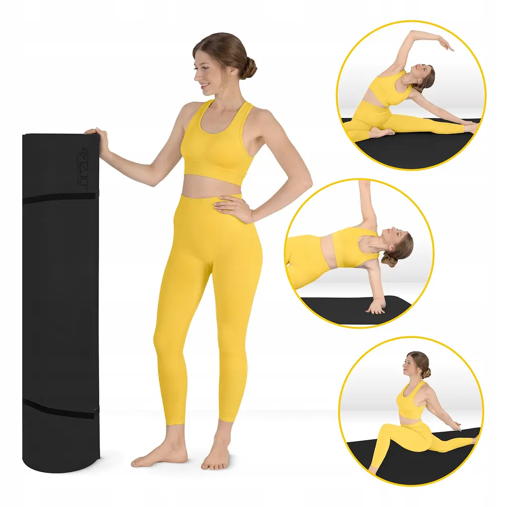 Килимок (мат) спортивний 4FIZJO TPE Gigant 200 x 125 x 2 см для йоги та фітнесу Black (P-5907739318992) - фото 3