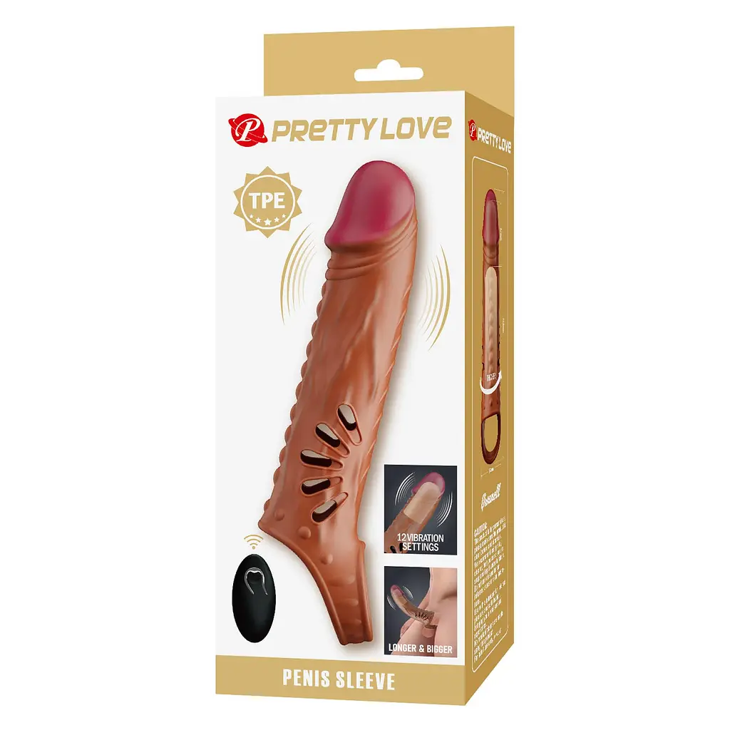 Насадка на пеніс Pretty Love Penis Sleeve 24.3 см (коричневий) - фото 7