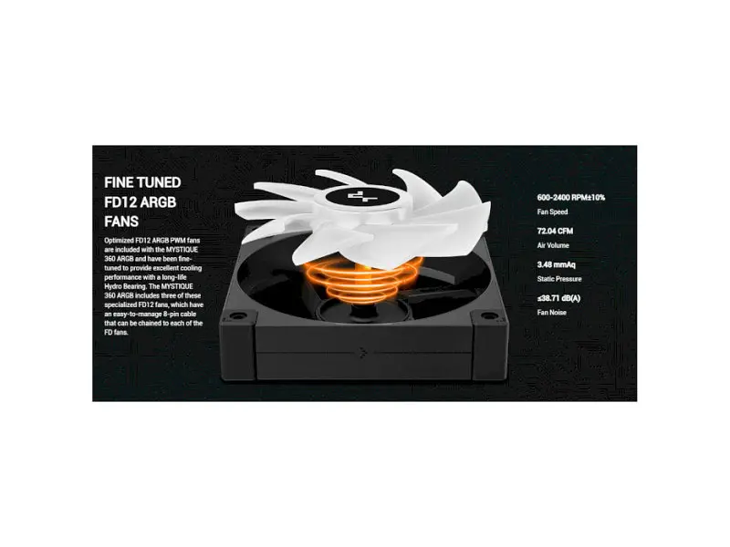 Водяне охолодження Deepcool MYSTIQUE 360 ARGB Black (R-LX750-BKADSNC-G-1) - фото 9