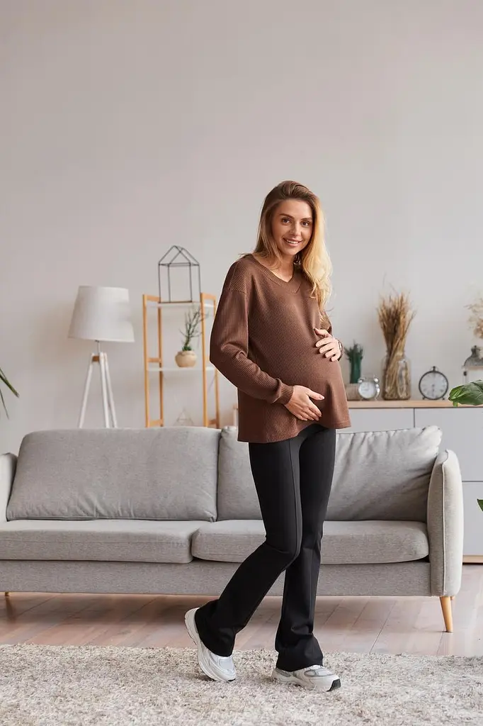 Жіночий трикотажний лонгслів для вагітних Wien розмір XXL-3XL (50-52) Lullababe Шоколадний - фото 8