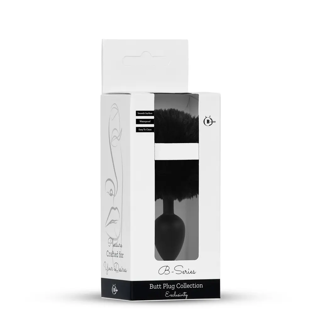 Анальна пробка - Bunny Tail Silicone Black Plug Black - фото 7