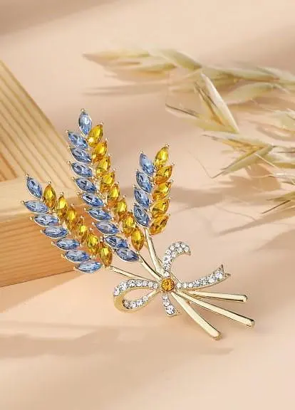 Брошь пшеница золотистая три колоски колосок символ Украины - фото 4