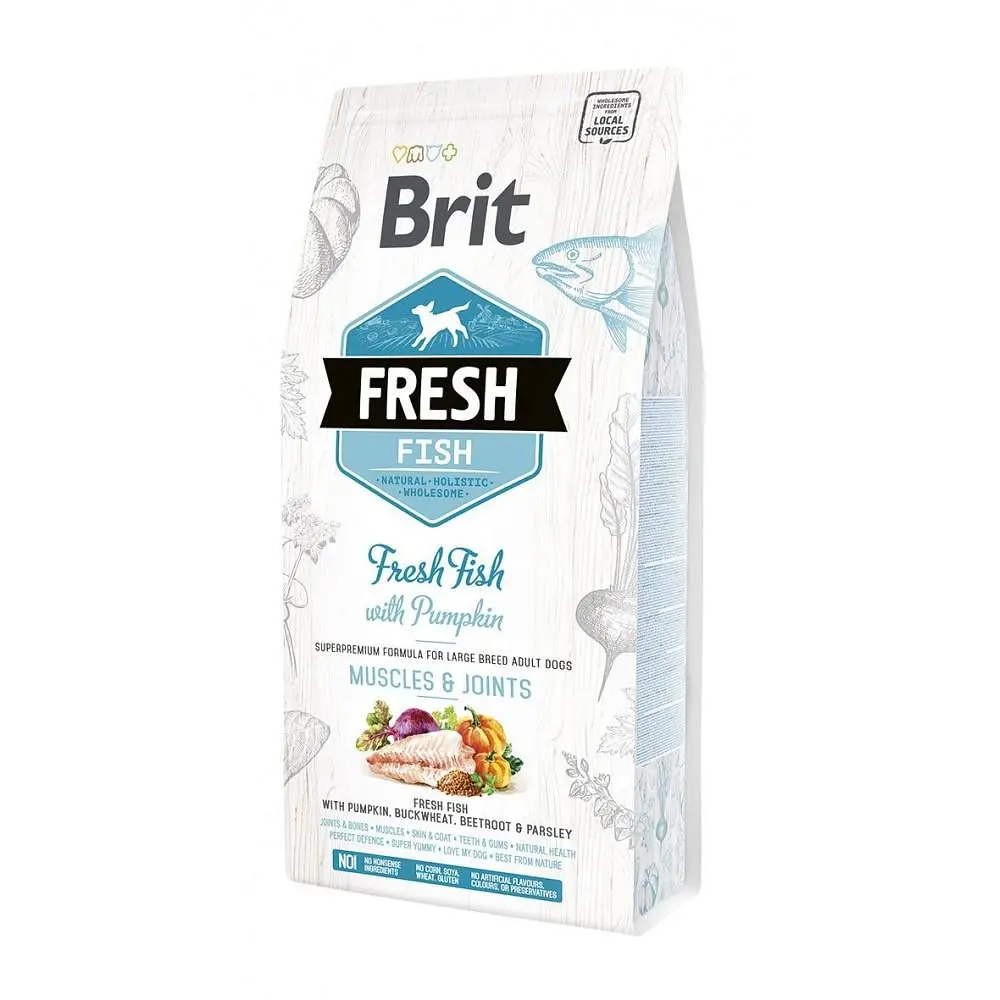Сухий корм Brit Fresh для дорослих собак великих порід для м'язів і суглобів риба і гарбуз 2.5 кг (170994/530786)