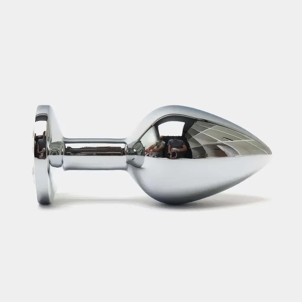 Сталева анальна пробка Buttplug з кристалом 6,4x2,3 см Сріблястий - фото 3
