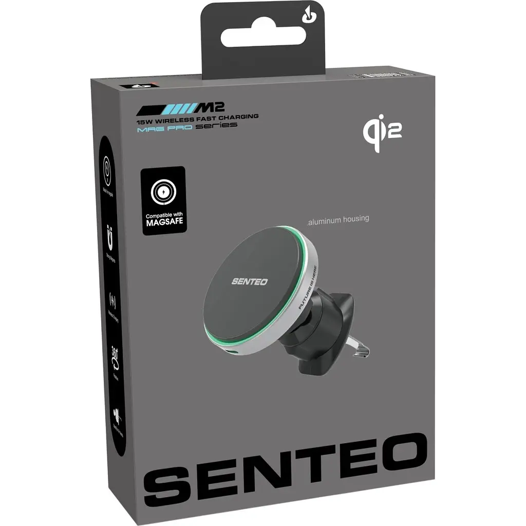 Автотримач із бездротовою зарядкою Senteo M2 Mag Pro Qi2 15W Silver [171639] - фото 2